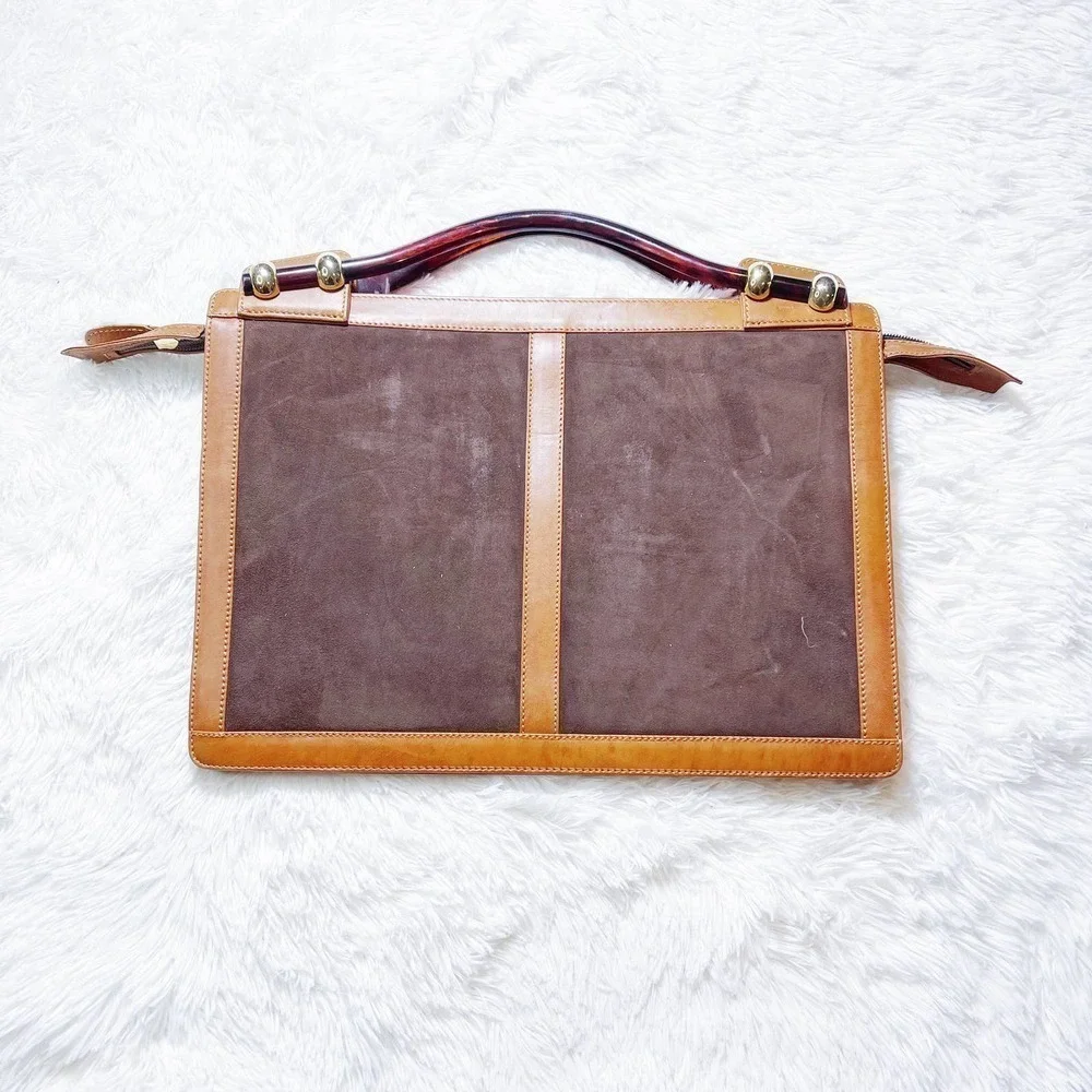 Aries VTG Leather Sueded Suitcase with Amber Handles